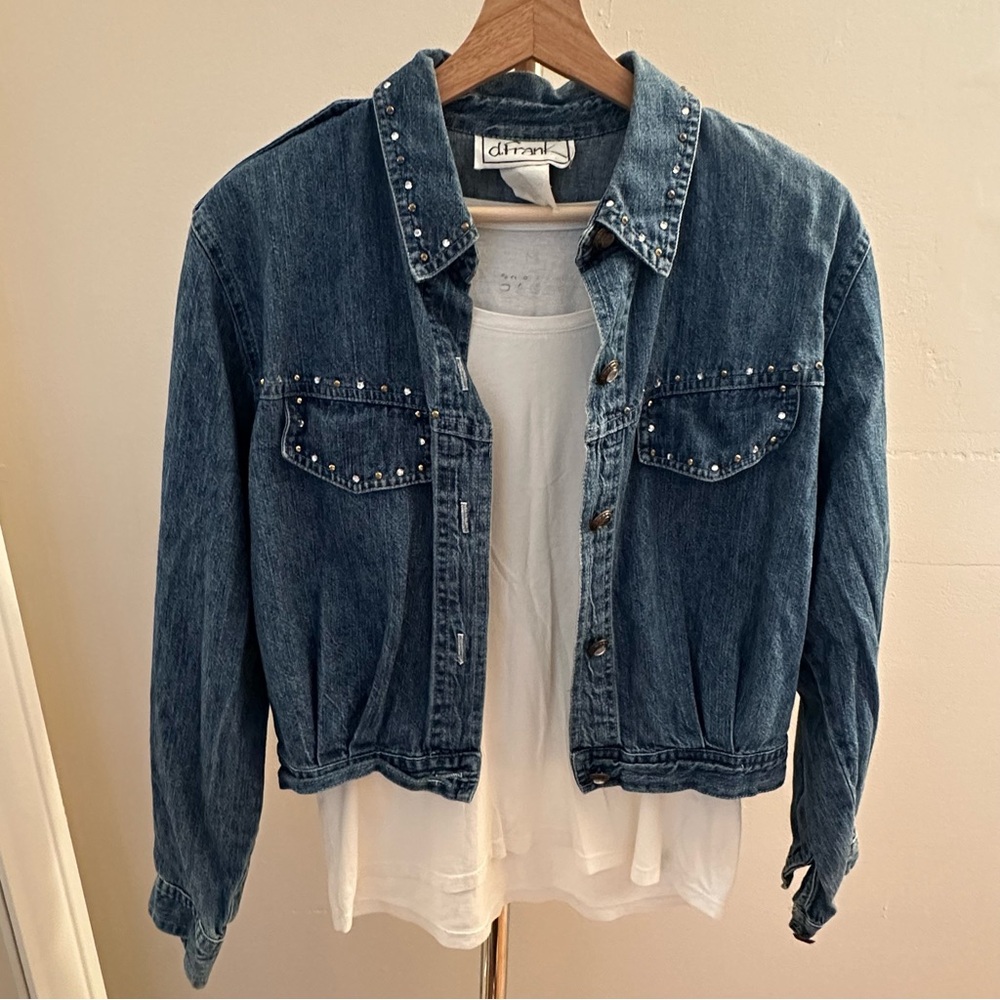 Women's Blue Jean Jacket with Stud Accents